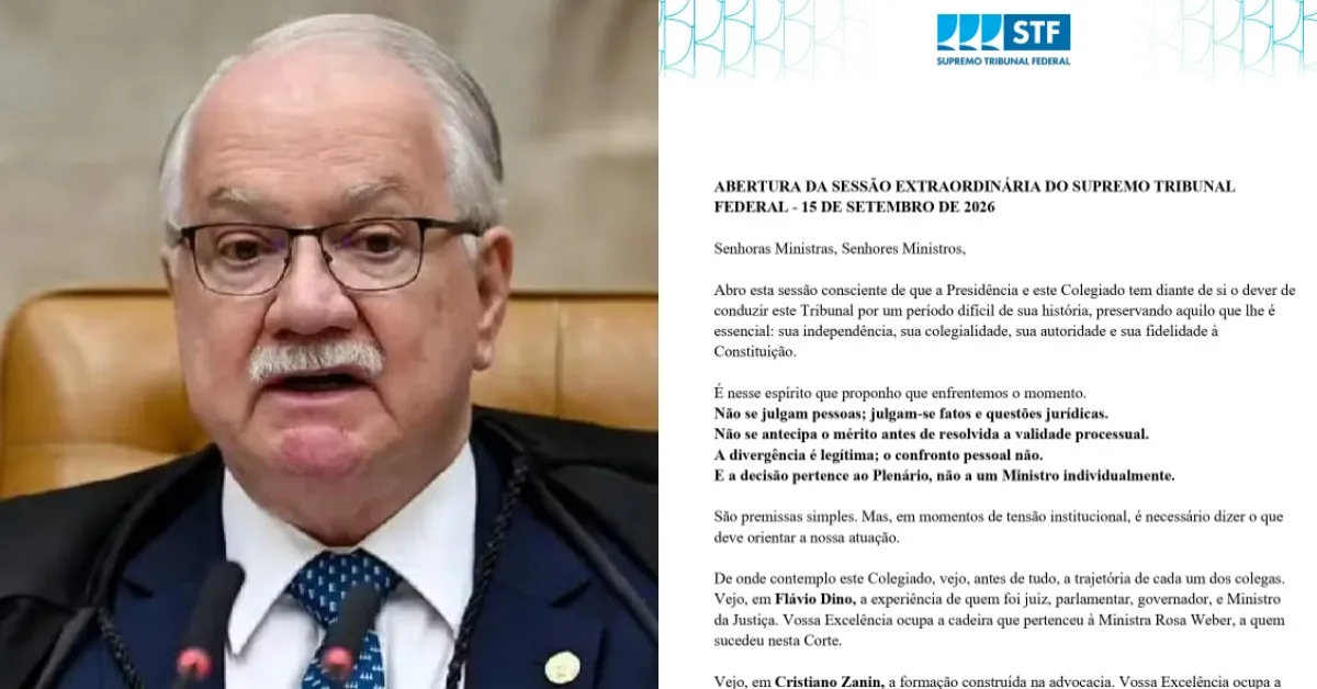 “Não se julgam pessoas; julgam-se fatos e questões jurídicas”, afirma Fachin na abertura da sessão extraordinária do STF