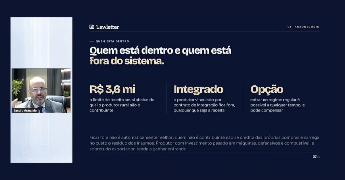 Produtor rural deve comparar créditos e custos antes de escolher regime de IBS e CBS