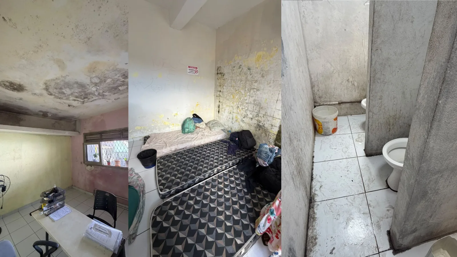 Fachada do Centro POP em João Pessoa evidenciando necessidade de manutenção.